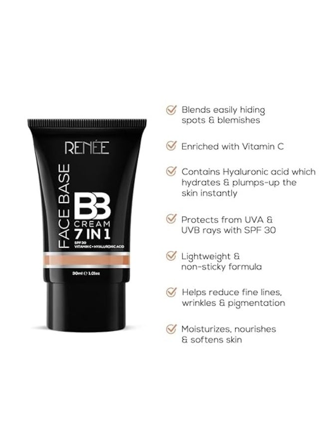 RENEE Face Base Bb Cream 7 in 1 With Spf 30 Pa+++cinnamon 30ml| Enriched With Hyaluronic Acid & Vitamin C| Hydrates, Nourishes & Smoothens Skin - Image 2